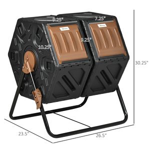 Compostador de Doble Cámara de 34.5 Galones para Exteriores con 24 Aberturas de Ventilación y Patas de Acero, Aireadores de Compost - Product Image 3