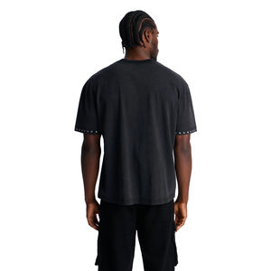 Men's Black Solid Color Short Sleeve O-Neck gemstones T-Shirt Regular Fit 100% Cotton Jersey Knitted Plain Dyed Blank Design - Product Image 3