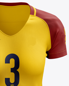 Custom Brand Team Sportswear Uniform Sublimated Women Soccer Jersey for Sale <b>Red</b> and Yellow Color Shirt Shorts Football Kit - Product Image 4