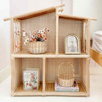 Maison de poupée miniature artisanale en rotin, maison de jeu pour enfants, accessoires pour poupées
