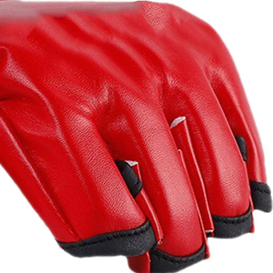 Gants d'entraînement MMA en cuir PU rouge, gants de sport à doigts entiers avec coussinets de protection pour les jointures et sangle de poignet réglable - Product Image 5