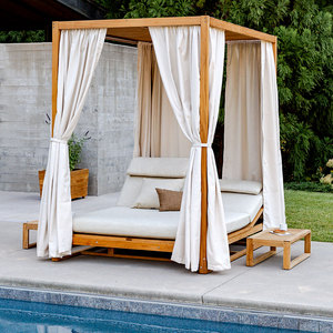 Cama de Jardín Moderna de Madera de Teca Ecológica y Duradera con Cojines Incluidos, Fabricante de Muebles de Lujo para Resorts y Piscinas - Product Image 3