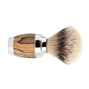 Pinceau à raser Badger Silvertip avec manche en bois, poils de haute qualité, certifié CE, pour le rasage humide, soin de la barbe en salon, accents chromés - Product Image 2