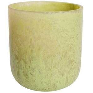 Vase cylindrique minimaliste en résine verte avec finition marbrée douce |   Vase floral moderne fait à la main pour des intérieurs élégants - Product Image 1