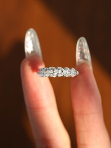 Feather Shapes Marquise Cut Moissanite Stacking Bridal Band <b>Ring</b> 925 Silver Fine <b>Proposal</b> Gift For Engagement Wedding Charm - Product Image 5