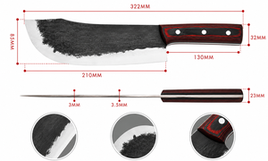 Cuchillo de Caza de Acero D2 con Mango de Micarta Rojo y Negro, Funda de Cuero, Hoja de Punta Caída de 15 Pulgadas, Cuchillo de Caza Personalizado para Exteriores - Product Image 3