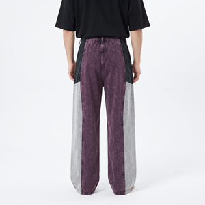 Pantalon de jogging oversize pour homme, délavé à l'acide, coupe ample, color block, en coton, style streetwear décontracté - Product Image 5