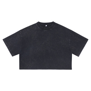 Camiseta Corta de Algodón para Mujer, Estilo Holgado, Cuello Redondo, Manga Corta, Estilo Urbano Hip Hop, Precio de Fábrica de Bangladesh y China, Venta al Por Mayor - Product Image 3
