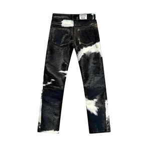 Pantalon en cuir de vachette véritable avec fourrure pour homme, style motard, western, streetwear, vêtements de mode - Product Image 2