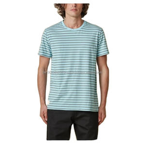 Camiseta de Hombre a Rayas con Diseño Personalizado Serigrafiado, Cuello Redondo, Manga Corta, Cómoda, Nueva Llegada 2026 - Product Image 3