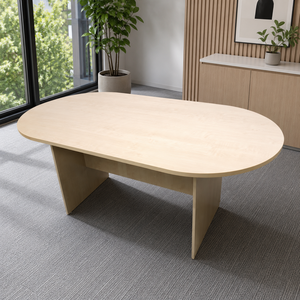 Mesa de Reuniones Ovalada Moderna para Oficina Comercial, Elegante, Funcional y Duradera, Escritorio de Conferencia de Aglomerado de Melamina, Sistema de Oficina AY - Product Image 1