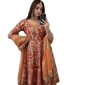 ชุดเดรสแบบคลุมสไตล์ Anarkali คอลเลคชั่นพรีเมียมดีไซเนอร์ ผ้าจอร์เจต์ลายฟ็อกซ์ สำเร็จรูป - Product Image 1