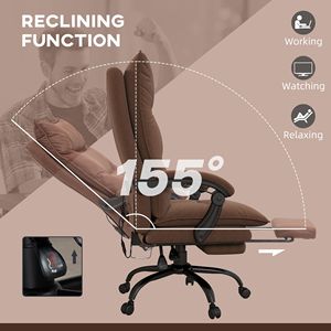 Sedia da Ufficio Direzionale in Microfibra con 6 Punti di Vibrazione e Poggiapiedi Riscaldato Reclinabile, Sedia da Scrivania con Massaggio - Product Image 3