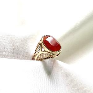 แหวนทองชุบ 925 ประดับพลอยออนิกซ์สีแดงธรรมชาติทรงรีแบบคาโบชอง สไตล์คลาสสิกสำหรับงานปาร์ตี้ ผลิตด้วยมือในอินเดียสำหรับผู้หญิง - Product Image 6