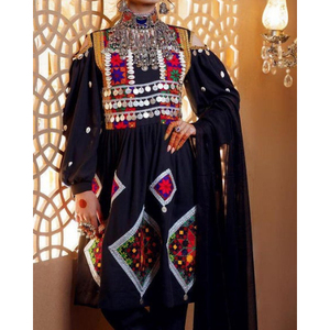 Afghan Kuchi Dress Traditional Handmade Embroidered Cultural <b>Mirror</b> Work Flowing Ethnic Gown Design Afghan Kuchi Dress Adults - Product Image 5