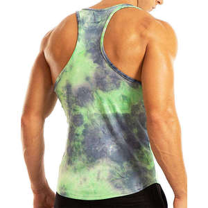 Men's Casual Custom Logo Gym Tank <b>Top</b> Shirt Quick Dry Cotton Bodybuilding Sport Vest with Colorful Tie Dye Design Custom Print - Product Image 5
