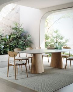 Juego de Mesa de Comedor de Teca Moderno, Muebles Contemporáneos Minimalistas para Villa, Resort, Hotel e Interiores de Lujo - Product Image 1