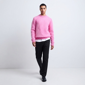 Suéter de Mohair Cepillado para Hombre, Invierno 2026, con Logotipo Personalizado, Cuello Redondo, Color Rosa, Talla Grande, Tejido Jacquard, Colores y Logotipo Personalizables - Product Image 4
