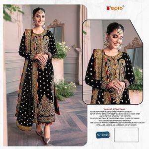 <strong>Designer</strong> Velvet Embroidered Shalwar Kameez Set with Chinon Embroidered Dupatta and Santoon Bottom Premium Winter Collection - Product Image 4