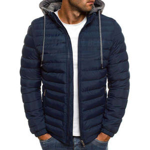 Chaqueta de invierno para hombre, delgada, corta, cálida, resistente al viento, impermeable, estilo universitario, con botones y cierre de cremallera frontal, de poliéster, con letras. - Product Image 2