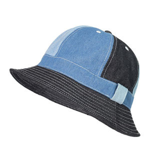Unisex Denim Bucket <b>Hat</b> Color Blocking Black Blue Casual Spring <b>Summer</b> Adjustable - Product Image 5