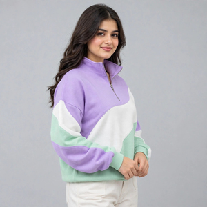 เสื้อครอปซิปครึ่งตัวผ้าฝ้ายเนื้อนุ่มแฟชั่นลำลองขายส่งสำหรับผู้หญิง ทันสมัย คอริบ - Product Image 6