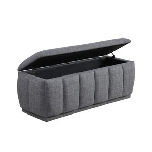 Panca Moderna Grigia con Struttura in Compensato e Cuscino Imbottito in Tessuto, Arredamento per Soggiorno - Product Image 6