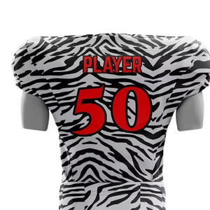 Ensemble d'uniformes de football américain personnalisés avec impression frontale, en polyester respirant, maillot et pantalon d'équipe imprimés par transfert thermique - Product Image 5