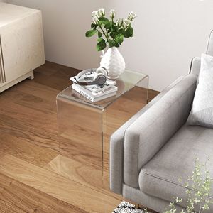 Tavolino da Caffè a Cascata in Acrilico Trasparente, Design Rettangolare, Lunghezza 21 Pollici, Spessore 15mm - Product Image 3