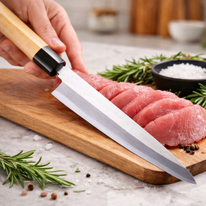 Cuchillo Japonés para Sashimi de 17 Pulgadas, Forjado a Mano en Acero Inoxidable, Ecológico, Ambidiestro, Estilo Industrial Moderno, Mango de Madera - Product Image 4