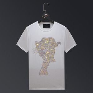 Nouveauté : T-shirts pour hommes à col rond, coupe classique, avec strass, 100% coton, haute qualité, séchage rapide, respirant, service OEM ODM - Product Image 2