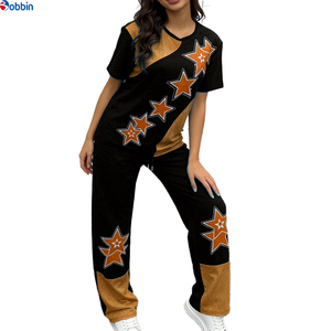 Ensemble de survêtement sportif 2 pièces personnalisé de haute qualité pour femmes, t-shirt décontracté à manches courtes et ensemble de fitness taille haute pour la course à pied - Product Image 3