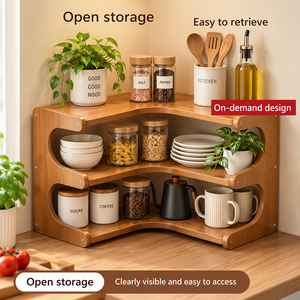 Étagère de rangement d'angle en bois pour cuisine - Product Image 5