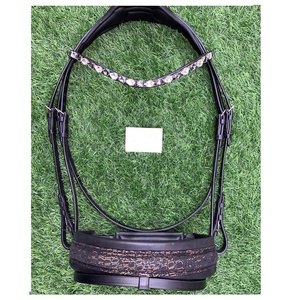 บังเหียนม้าภาษาอังกฤษของผู้ผลิตอินเดียบุนวมด้วยพลอยเทียมทนทานพกพาขายส่งทุกขนาด - Product Image 1