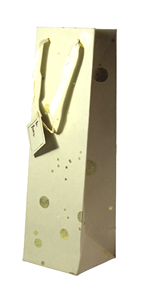 Bolsa de vino con asas de cinta de satén con estampado en lámina sobre papel hecho a mano con algodón reciclado para regalo de cumpleaños o aniversario. - Product Image 3