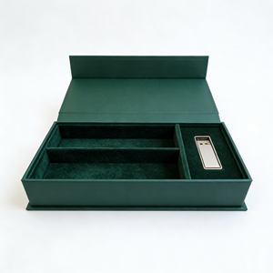 กล่องใส่รูปภาพสีเบจครีมแบบมีร่อง ทำมือ ลายนูน สำหรับช่างภาพ พร้อมฝาปิดแม่เหล็กและริบบิ้น - Product Image 3