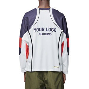 New Private Label Men's Graphic Mesh Jersey Oversized Long Sleeve Streetwear Racing Style Sports Jersey Polyester OEM MFG Jersey - Product Image 2