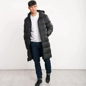 Veste d'hiver légère et chaude, long manteau pour homme, doudoune longue chaude à capuche, doudoune longue entièrement rembourrée - Product Image 3