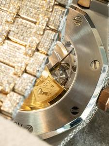 Montre de luxe pour homme en acier inoxydable avec mouvement automatique ETA, style hip-hop, sertie de moissanite, avec boîte - Product Image 4