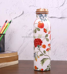 <b>Copper</b> <b>Drinking</b> <b>Bottle</b> with Natural Antimicrobial Properties Floral Pattern Metal Water <b>Bottle</b> With <b>Copper</b> Lid - Product Image 6