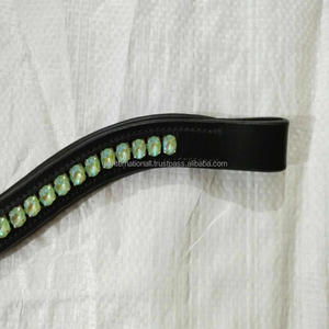 Cadena de cristales de Diamante de cristal con forma de onda de cuero inglés negro, canal vacío decorativo, banda acolchada para cejas de caballo en mazorca completa - Product Image 2