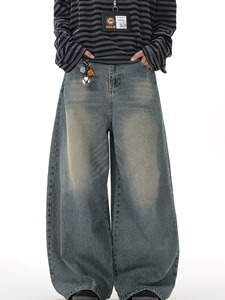 Vaqueros vintage de corte holgado para hombre |   Pantalones Skater Rectos de Algodón Ecológico, Ligeros y Transpirables |   Verano Urbano Hip-Hop - Product Image 1
