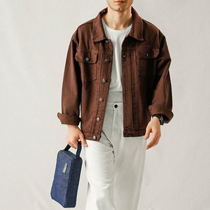 URBANGAZER 100% Wool Varsity <b>Denim</b> <b>Jacket</b> Men's Casual Solid Color Thick Eco-Friendly Breathable High Quality - Product Image 3