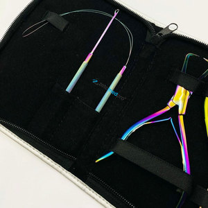 Pince à micro-perles et à ouvrir les anneaux en acier inoxydable, personnalisable avec logo OEM, kit d'outils durables pour extensions capillaires multi-plasma - Product Image 3