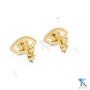 ต่างหูรูปดวงตาปีศาจ ทองคำแท้ 14K 18K ขอบลายเชือก ดีไซน์นำโชค ป้องกันภัย สำหรับผู้หญิง ผลิตโดยผู้ผลิตเครื่องประดับชั้นดี - Product Image 4