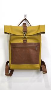 Genuine Leather Roll Top <b>Backpack</b> Mens Retro School Bag Cowhide Travel Rucksack <b>Large</b> Capacity Laptop LTBP-0095 - Product Image 3