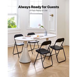 Set di 4 Sedie Pieghevoli in Pelle con Telaio in Metallo e Cuscini Imbottiti, Resistenti per Eventi all'Aperto e Parchi - Product Image 2