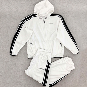 Chándal Unisex con Capucha Blanca, Manga Larga, Color Sólido, Ligero, de Poliéster, Estilo Deportivo Informal, para Verano - Product Image 1