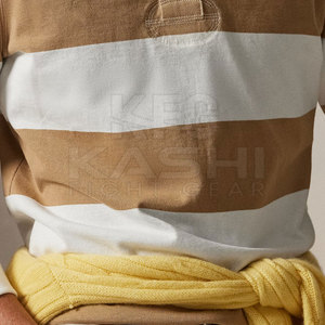 เสื้อรักบี้แขนยาวผู้ชายแบบกำหนดเองได้ OEM ODM ปักโลโก้ด้านหน้า ระบายอากาศได้ดี ผ้าถักย้อมสีเรียบ คุณภาพสูง ชุดยูนิฟอร์มทีม - Product Image 6