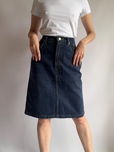 GRACE COLLECTION Jupe crayon décontractée en jean pour femme, longueur genou, fente asymétrique, en coton et élasthanne délavé, écologique, taille ajustée - Product Image 2